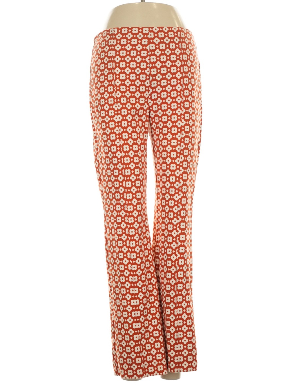 Anthropologie Orange and White Floral Straight Leg Pants